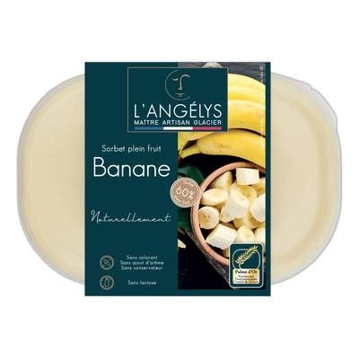 L'Angelys Sorbet artisanal Banane plein fruit 60%, 500g