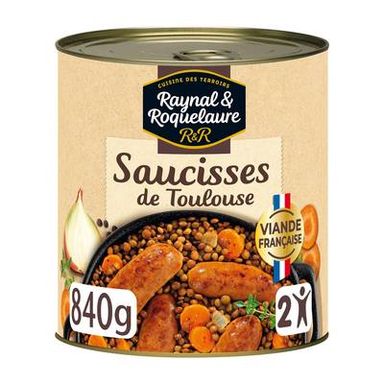 Raynal et Roquelaure Saucisses lentilles, 840g