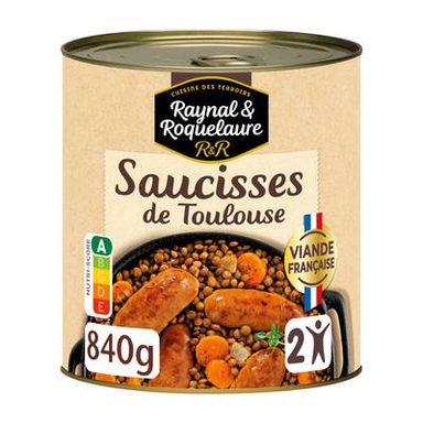 Raynal et Roquelaure Saucisses lentilles, 840g
