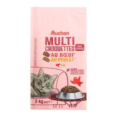 Auchan Croquettes boeuf et poulet pour chat stérilisé, 2kg