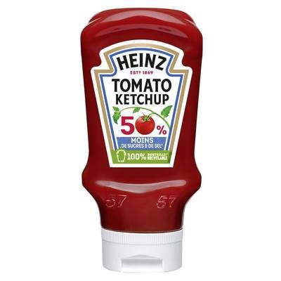 Heinz Sauce tomato ketchup -50% de sucres et de sel, 435g