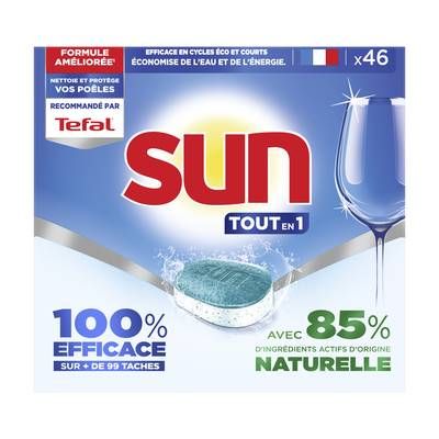 Sun Tablette Lave Vaisselle Tout en 1, 46 tablettes