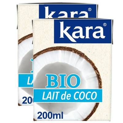 Kara Lait de Coco Bio, Lot de 2x20cl