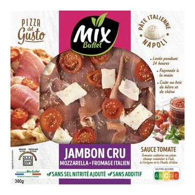 Mix Buffet Pizza Jambon Cru Mozzarella et Fromage Italien, 380g