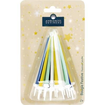 Ambiances Devineau Bougies mini-fleurs Vert, Bleu, Violet, Blanc, 20 bougies