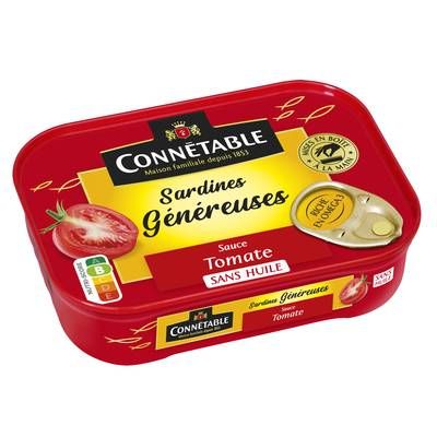 Connetable Sardines Généreuses Sauce Tomate sans Huile, 140g