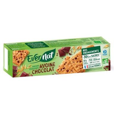 Evernat Croquants avoine chocolat bio, 130g