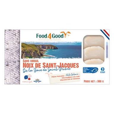Food4Good Noix de Saint Jacques de la Baie de St Brieuc sans corail MSC, 300g