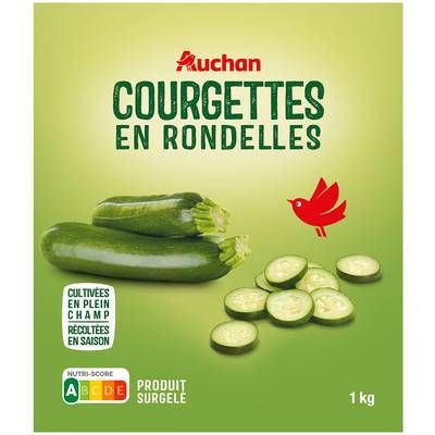 Auchan Courgettes en rondelles, 1kg