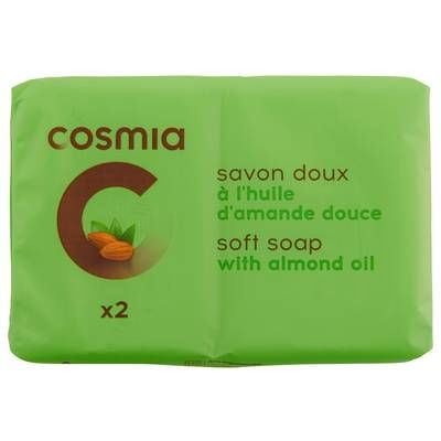 COSMIA Savons doux à l'huile d'Amande douce, 2 x 90g