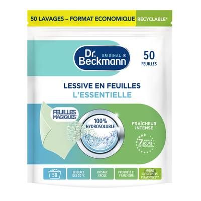 Dr Beckmann Lessive en feuilles L'Essentielle Hydrosoluble, 50 feuilles