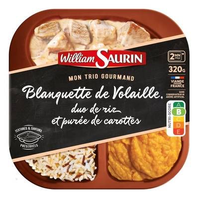 William Saurin - Mon Trio Gourmand Blanquette de Volaille, Duo de Riz et Purée de Carottes, 320g