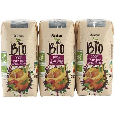 Auchan BIO Pur jus multifruits bio, 6x20cl