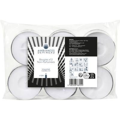 Ambiances Devineau Chauffe-plats Blanc Maxi, 12 bougies