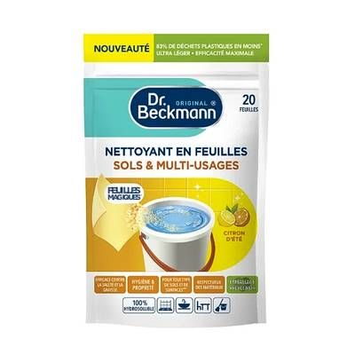 Dr Beckmann Nettoyant en Feuilles Sols & Multi-usages -Citron d'été, 20 feuilles