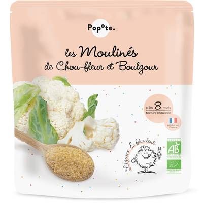 Popote Mouliné Chou-Fleur Boulgour Bio Gourde Bébé Dès 8 mois, 180g