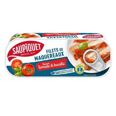 Saupiquet Filets de Maquereaux Sauce Tomate et Basilic, 169g