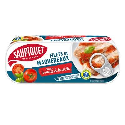Saupiquet Filets de Maquereaux Sauce Tomate et Basilic, 169g
