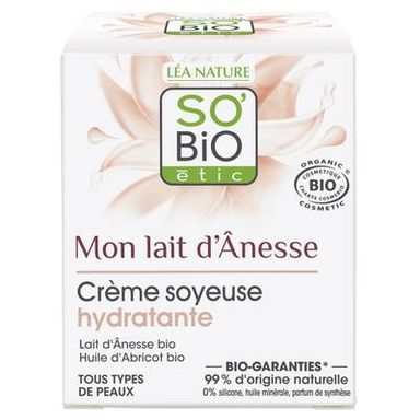 SO'BiO étic Crème soyeuse hydratante Bio - au lait d'ânesse, 50ml