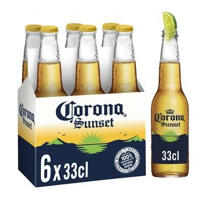 Corona Sunset Bière blonde arromatisée citron vert 5.9°, 6x33cl