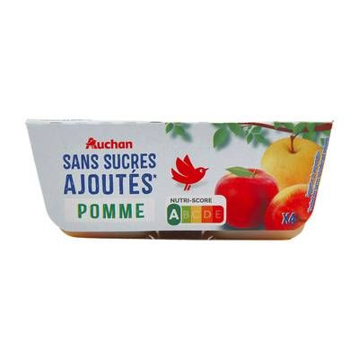 Auchan Pomme sans sucres ajoutés, 4x97g