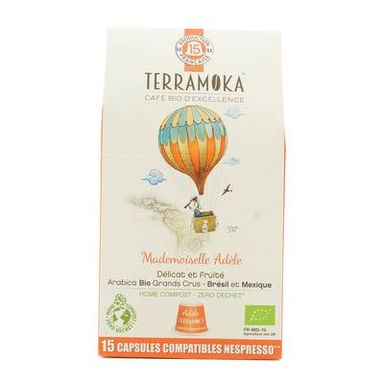 Terramoka Café bio Adèle capsule biodégradable sans aluminium, 15 capsules