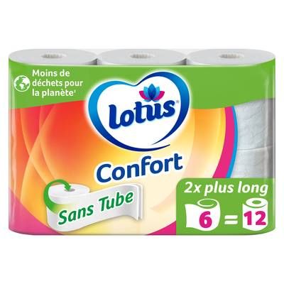 Lotus Papier toilette confort sans tube, 6 rouleaux