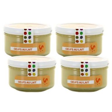 Les Petites Laiteries Petit Pot d'Oeufs au Lait - Lait de vache pasteurisé, Lot de 4x125g