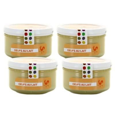 Les Petites Laiteries Petit Pot d'Oeufs au Lait - Lait de vache pasteurisé, Lot de 4x125g