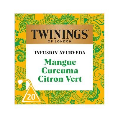 Twinings Infusion Ayurveda Mangue Curcuma et Citron Vert, 20 sachet