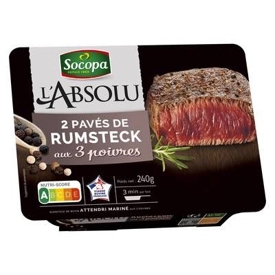Socopa - L'Absolu Pavés de Rumsteck Marinés aux 3 poivres, 2x120g