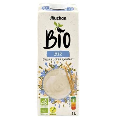 Auchan BIO Riz Bio Sans sucres ajoutés Boisson Végétale, 1L