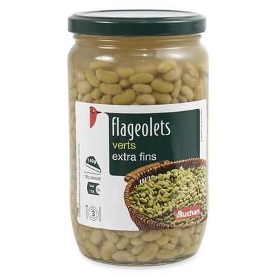 Auchan Flageolets verts extra fins en bocal, 420g