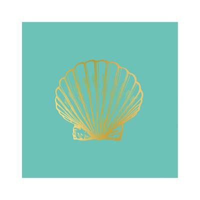 Paperproducts Design Serviettes en papier Coquillage doré turquoise, 20 serviettes de 33 x 33 cm