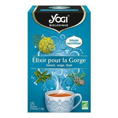 Yogi Infusion Elixir pour Gorge - Fenouli Sauge Thym Bio - 15 sachets, 27g