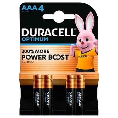 Duracell 4 Piles LR03 / AAA Alcaline Optimum, 4  piles