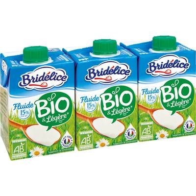Bridélice Crème Bio 15%mg Légère, 3x20cl