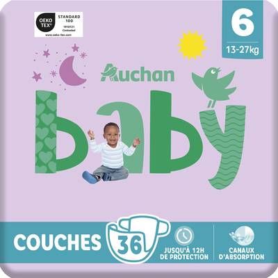 Auchan Baby Couche taille 6 (13-27kg), 36 couches