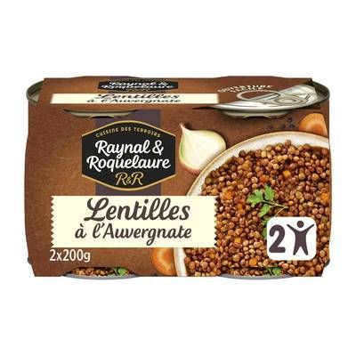 Raynal et Roquelaure Lentilles Cuisinées à l'Auvergnate, 2x200g