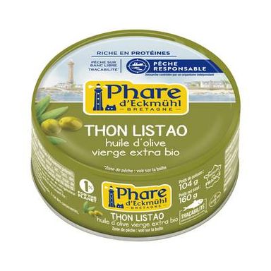 Phare d'Eckmuhl Thon Listao à l'huile d'olive bio, 160g