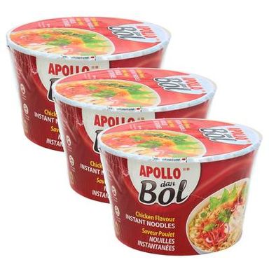 Apollo Nouilles instantanées saveur poulet en cup, Lot de 3x85g