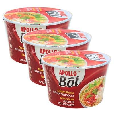 Apollo Nouilles instantanées saveur poulet en cup, Lot de 3x85g