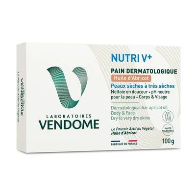 Laboratoires Vendôme Savon Pain dermatologique huile d'abricot peaux sèches à très sèches, 100g