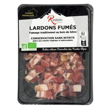Rostain Lardons Fumés au Bois de Hêtre, Bio, 150g