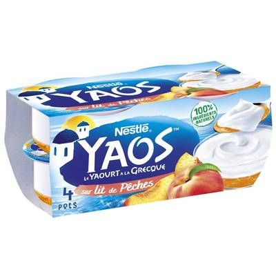 Yaos Yaourt à la Grecque sur lit de pêche, 4x125g