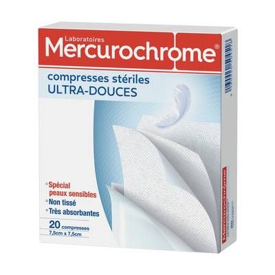 Mercurochrome Compresses stérilisés, 20 pièces
