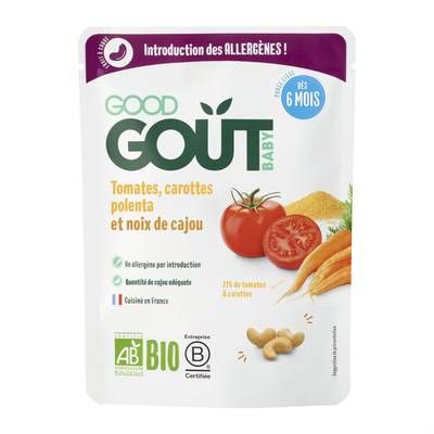 Good Goût Tomate Carottes Polenta et Noix de Cajou Bio Sachet Bébé dès 6 mois, 190g