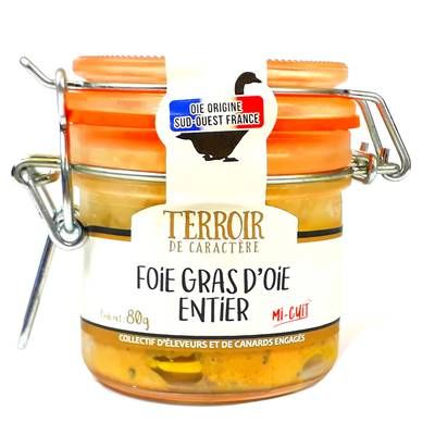 Terroir de Caractère Foie Gras d'Oie du Sud Ouest Entier Mi-Cuit, 1-2 parts - 80g