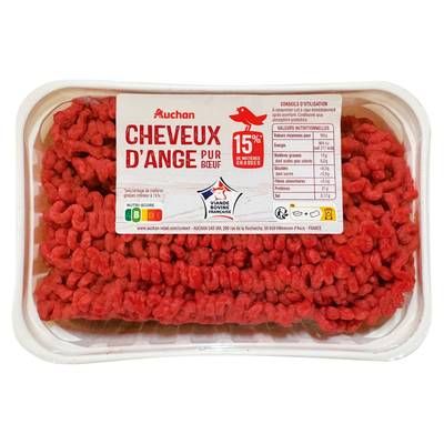 Auchan Cheveux d'Ange Pur Boeuf 15%MG, 400g