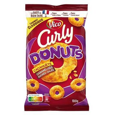 Curly Donuts Cacahuète Caramélisée Sucrée Salée, 100g